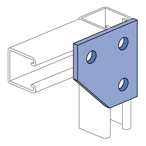 Unistrut P1334 - 3 Hole, Flat Plate Fitting