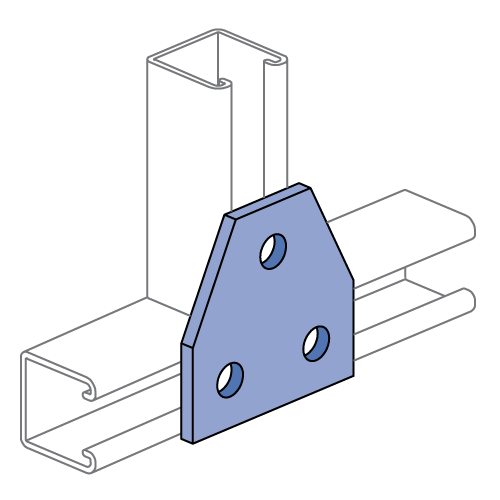 Unistrut P1356 - 3 Hole, Flat Plate Fitting