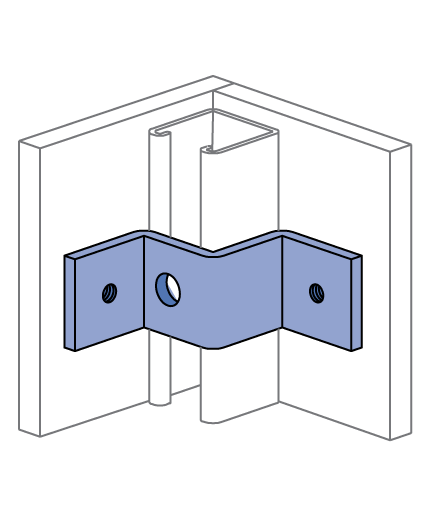 Unistrut P1734 - 1 Hole, 2 Tapped Holes, "Z" Shape Fitting