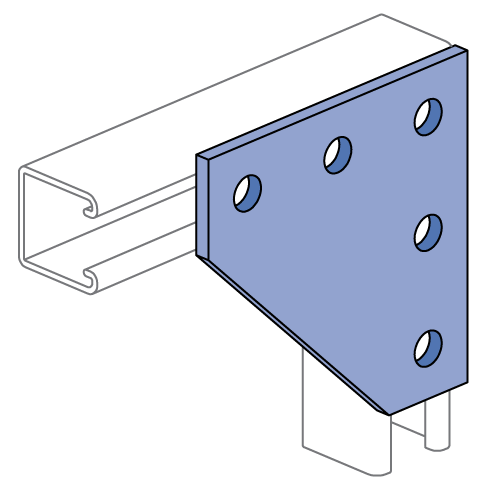 Unistrut P1873 - 5 Hole, Flat Plate Fitting