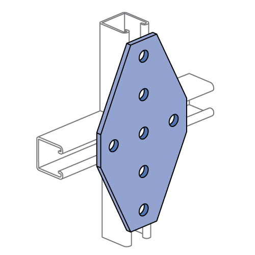 Unistrut P1950 - 7 Hole, Flat Plate Fitting