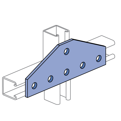 Unistrut P1953 - 6 Hole, Flat Plate Fitting