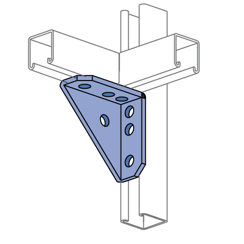 Unistrut P2484W - 7 Hole, 90° Gusseted Fitting with Welded Corner