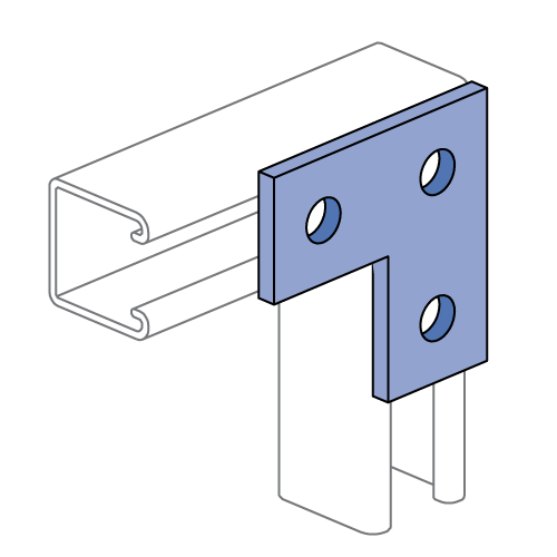 Unistrut A1036 - 3 Hole Flat Plate Fitting (1-1/4" Series)