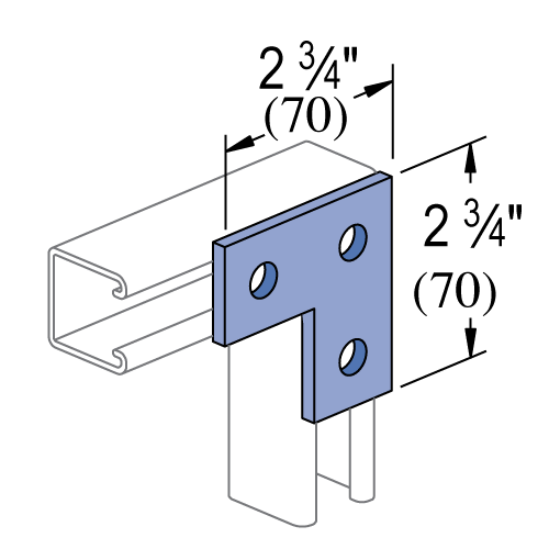 Unistrut A1036 - 3 Hole Flat Plate Fitting (1-1/4" Series)