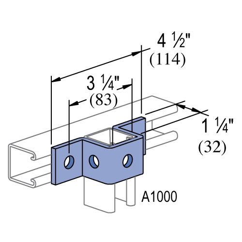 Unistrut A1047 - 5 Hole "U" Shape Fitting (1-1/4" Series)