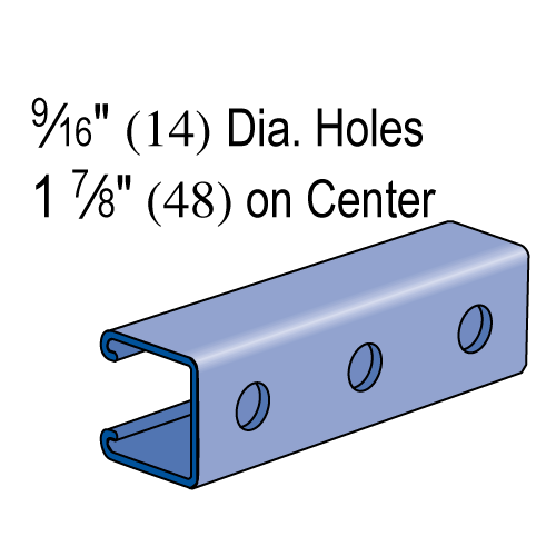 Unistrut P1000HS - 1-5/8" x 1-5/8", 12 Gauge, Metal Framing Strut, Round Holes