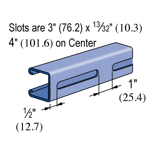 Unistrut P1000SL - 1-5/8" x 1-5/8", 12 Gauge, Metal Framing Strut, Long Slots