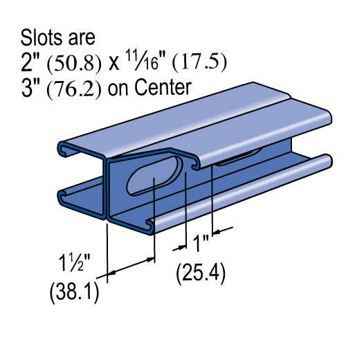 Unistrut P1001WT - 1-5/8" x 3-1/4", 12 Gauge, Metal Framing Strut, Back-to-Back, Slotted