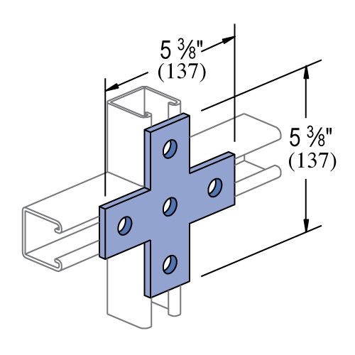Unistrut P1028 - 5 Hole, Flat Plate Fitting