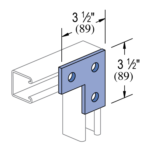 Unistrut P1036 - 3 Hole, Flat Plate Fitting