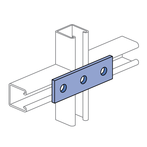 Unistrut P1066 - 3 Hole, Flat Plate Fitting