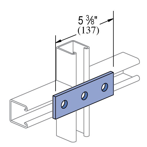 Unistrut P1066 - 3 Hole, Flat Plate Fitting