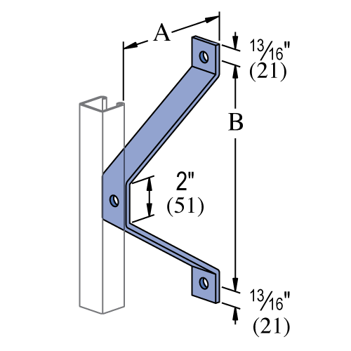 Unistrut P1207 - WALL LADDER BRACKET (1-5/8" SERIES) - 8-3/8" DEPTH