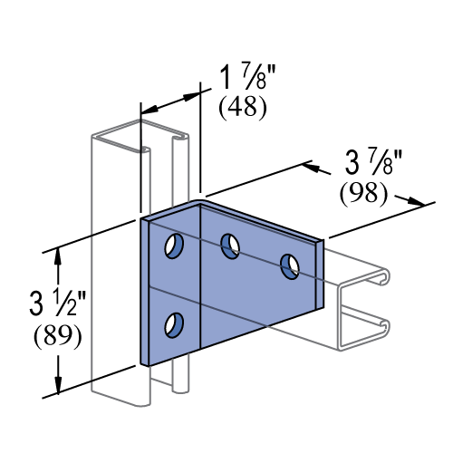 Unistrut P1290 - 4 Hole, 90° Fitting, Right Hand