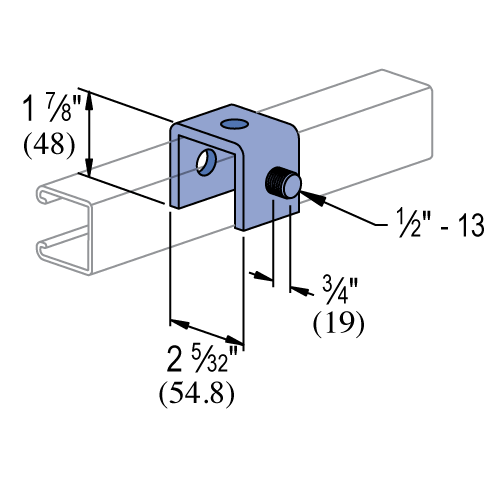 Unistrut P1320 - 2 Hole, 1 Stud, "U" Shape Fitting