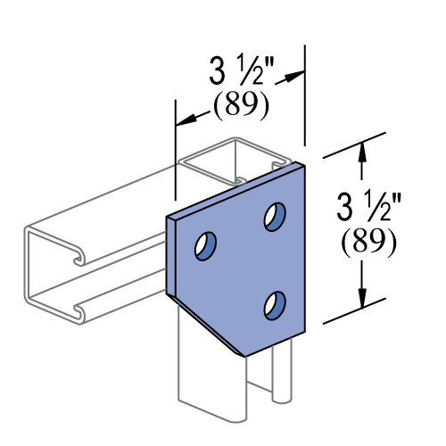 Unistrut P1334 - 3 Hole, Flat Plate Fitting