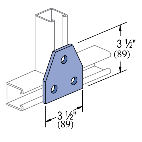 Unistrut P1356 - 3 Hole, Flat Plate Fitting