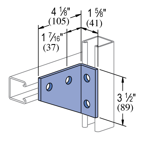 Unistrut P1382 - 4 Hole 90° Fitting, Left Hand