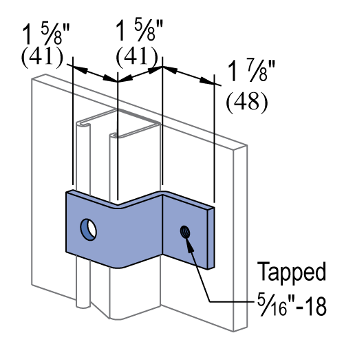 Unistrut P1730 - 1 Hole, 1 Tapped Hole, "Z" Shape Fitting