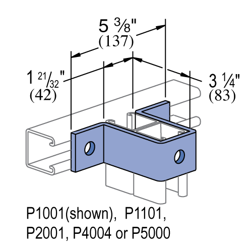 Unistrut P1737 - 3 Hole, "U" Shape Fitting