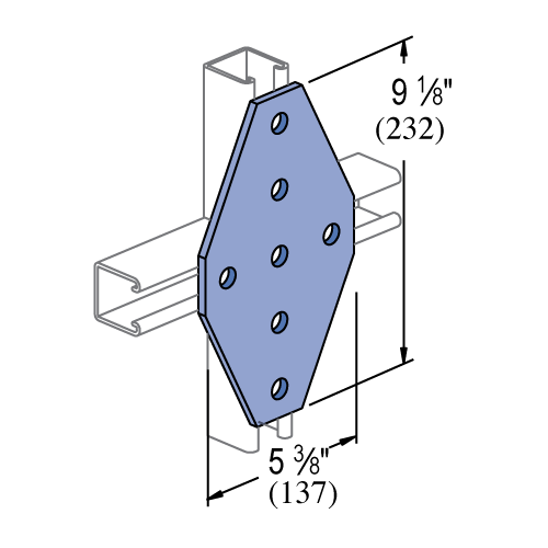 Unistrut P1950 - 7 Hole, Flat Plate Fitting
