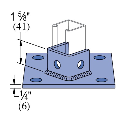 Unistrut P2072 & P2072 SQ - Post Base (1-5/8" Series)