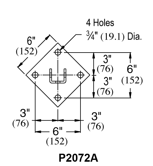 Unistrut P2072A & P2072A SQ - Post Base (1-5/8" Series)