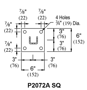 Unistrut P2072A & P2072A SQ - Post Base (1-5/8" Series)
