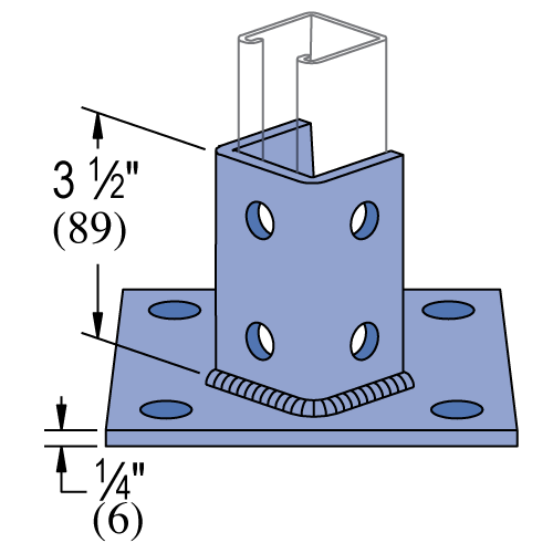 Unistrut P2072A & P2072A SQ - Post Base (1-5/8" Series)