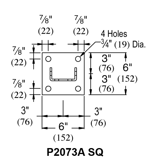 Unistrut P2073A & P2073A SQ - Post Base (1-5/8" Series)