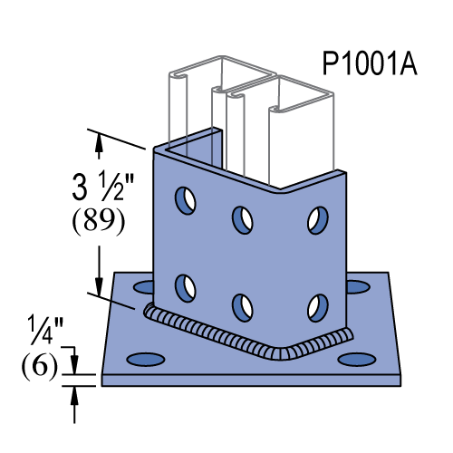 Unistrut P2073A & P2073A SQ - Post Base (1-5/8" Series)