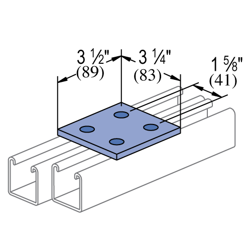 Unistrut P2079 - 4 Hole, Flat Plate Fitting