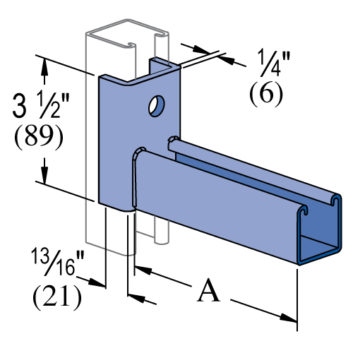 Unistrut P2231 & P2232 - 6" - 12" Bracket (slot up) (1-5/8" Series)