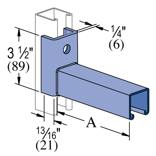 Unistrut P2231A & P2232A - 6" - 12" Bracket (slot down) (1-5/8" Series)