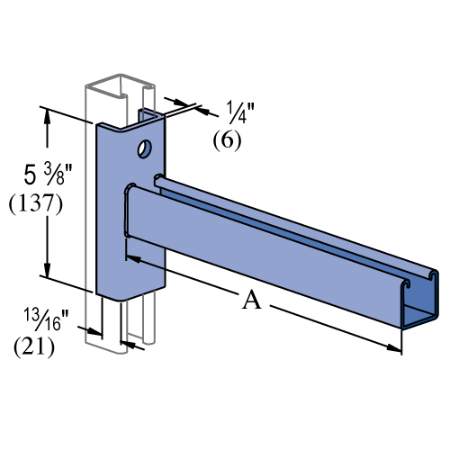 Unistrut P2233 & P2234 - 18" - 24" Bracket (slot up) (1-5/8" Series)