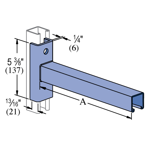 Unistrut P2233A & P2234A - 18" - 24" Bracket (slot down) (1-5/8" Series)