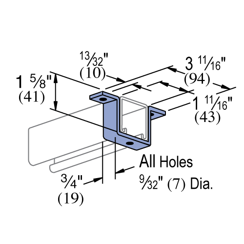 Unistrut P2237 - 3 Hole, "U" Shape Fitting