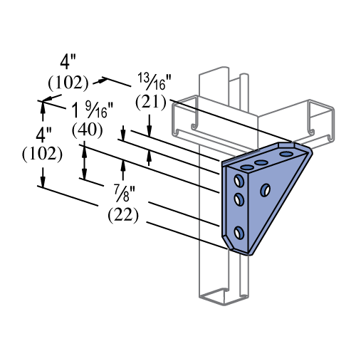 Unistrut P2484 - 7 Hole, 90° Gusseted Fitting