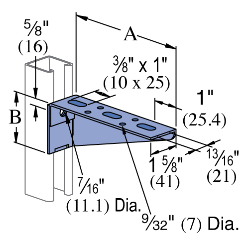 Unistrut P2491 thru P2493 - 6" to 10" Bracket (1-5/8" Series)