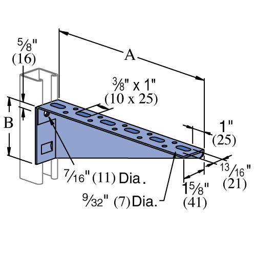 Unistrut P2494 thru P2499 - 12" to 22" Bracket (1-5/8" Series)
