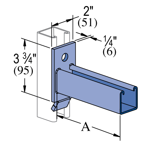 Unistrut P2513 thru P2516 - 6" thru 24" Bracket (Slot Up) (1-5/8" Series)
