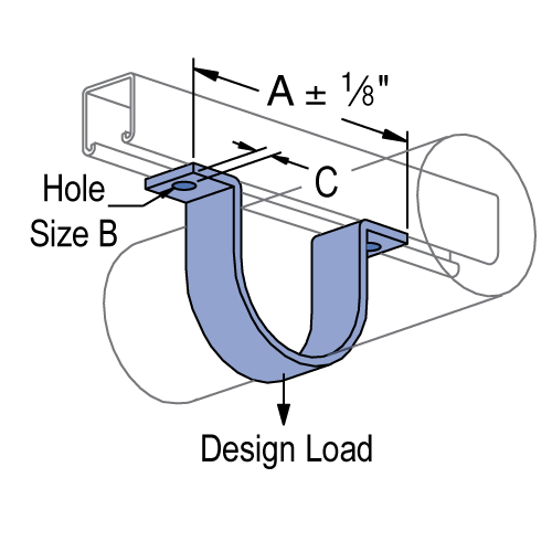 P2558 - 1/2" thru 6" Pipe Strap (Single Piece) (1-5/8" Series)
