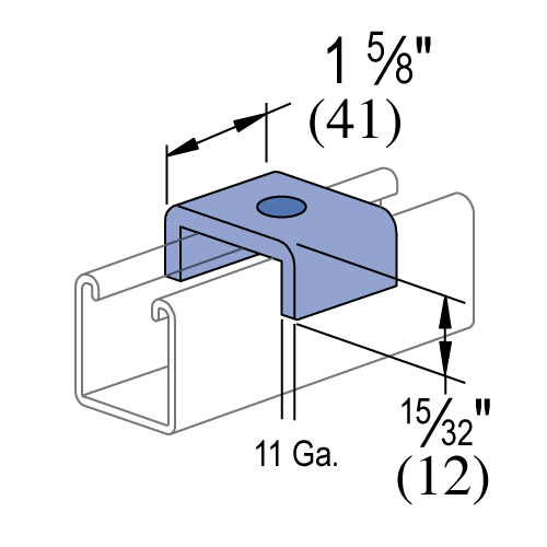 Unistrut P2800-25 thru P2800-75 - 1 Hole, "U" Shape Fitting