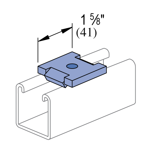 Unistrut P2862 thru P2864 - 1 Hole, Flat Plate Fitting (1-5/8" Series)