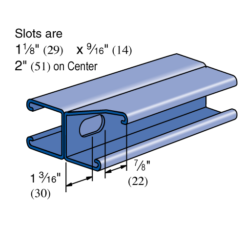 Unistrut P3001T - 1-5/8" x 2-3/4", 12 Gauge, Back-to-Back Metal Framing Strut, Slotted