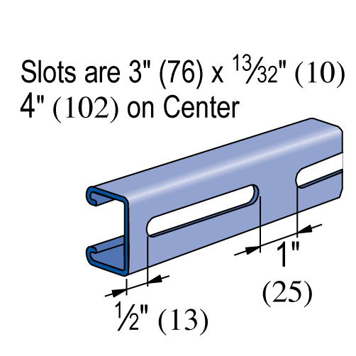 Unistrut P4100SL - 1-5/8" x 13/16", 14 Gauge Metal Framing Strut, Long Slots