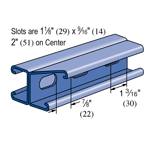 Unistrut P4101T - 1-5/8" x 1-5/8", 14 Gauge Back-to-Back Metal Framing Strut, Slotted