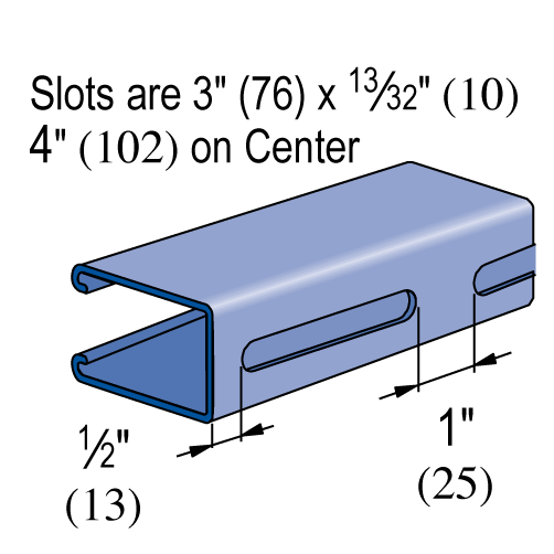 Unistrut P5000SL - 1-5/8" x 3-1/4", 12 Gauge Metal Framing Strut, SL Slots
