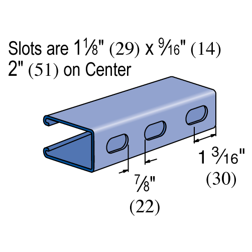 Unistrut P5000T - 1-5/8" x 3-1/4", 12 Gauge Metal Framing Strut, Slotted